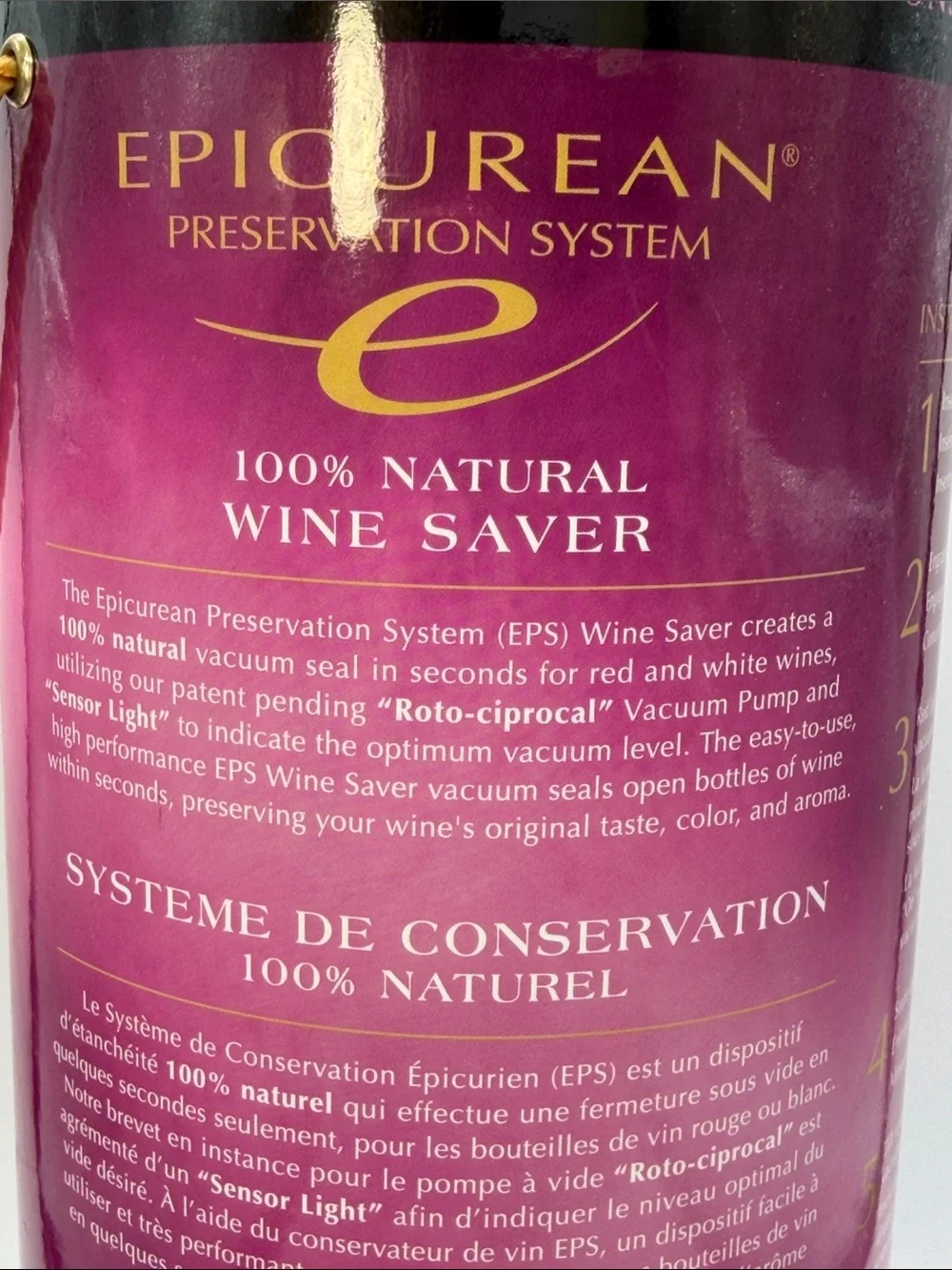 Epicurean Wine & Champagne Preservation System Opened Box